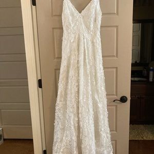 Gorgeous white Calvin Klein Gown with Floral Detailing